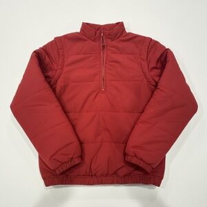 BP Mens Red Quilted Puffer convertible Vest Oversized Jacket  1/4 zip Up